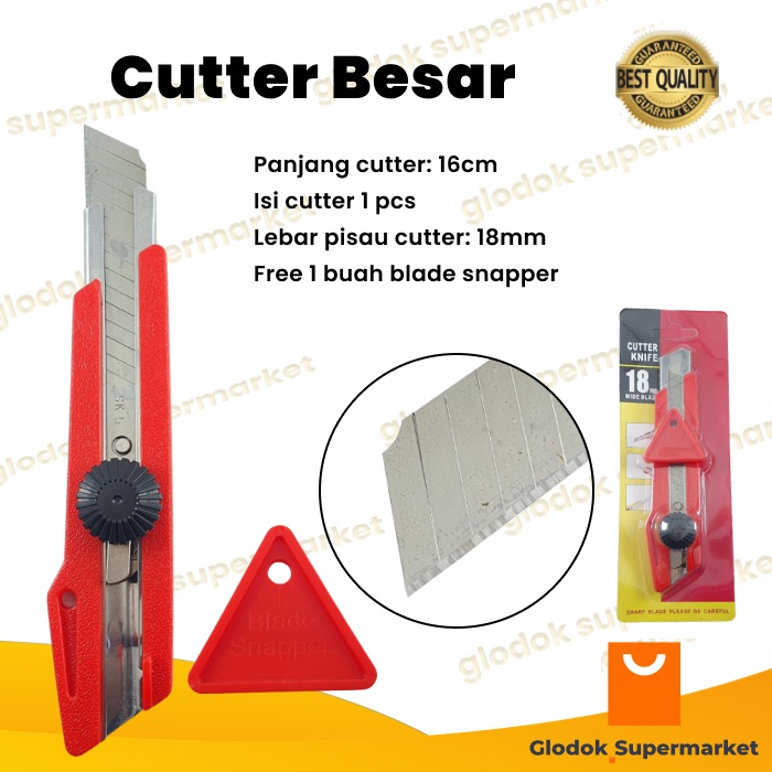 Cutter Besar 18mm Wide Blade Snapper Kater Pisau Knife