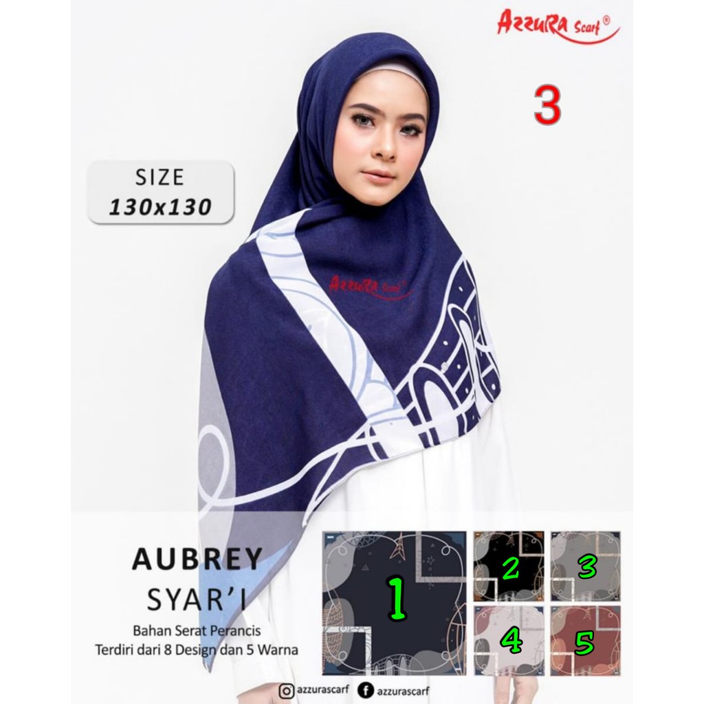 Segiempat Katun Aubrey Syari 130x130 cm desain 3 by Azzura Scarf