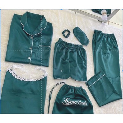 SET PIYAMA SATEN PREMIUM 7IN1 & RAYON 7IN1 READY STOK Kyoro Beauty 7 in 1 - celline-8