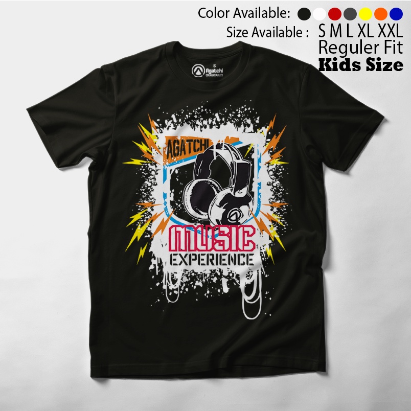 Agatchi - Music Experience - Headphone , Baju Anak / Kaos Atasan Anak Laki Laki / Kaos Distro Anak / Kids T Shirt