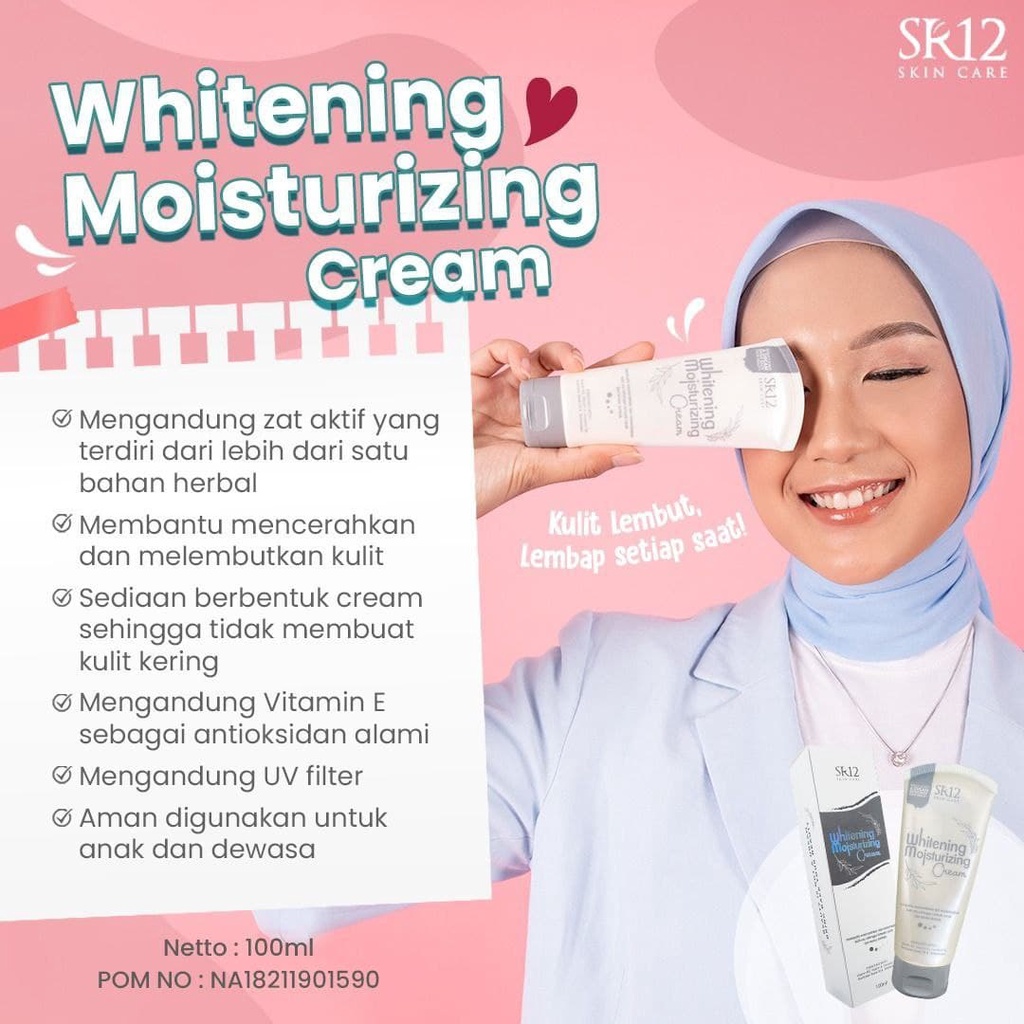 Whitening Moisturizing Cream SR12 Pelembab Pemutih Wajah Badan Bpom Lightening Anti Aging Original