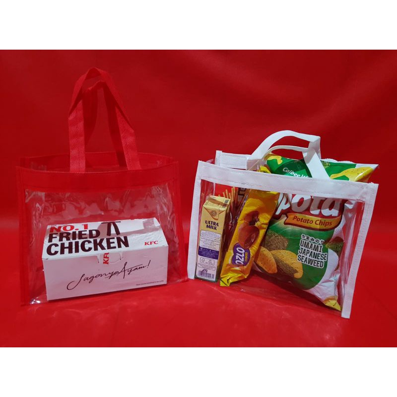 

Tas mika transparan (list spunbond) uk 25x20x10 (Polos/Tanpa sablon)