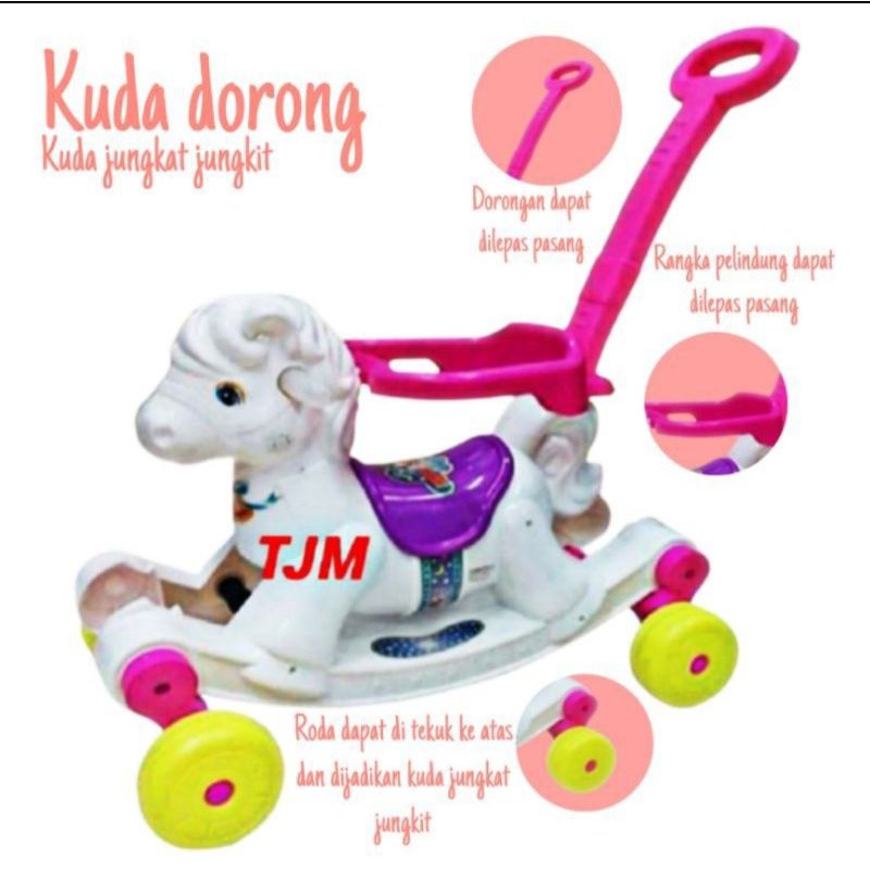 MAINAN KUDA GOYANG + BISA DORONG (KUDA PUTIH) KUDA AYUN #281mp