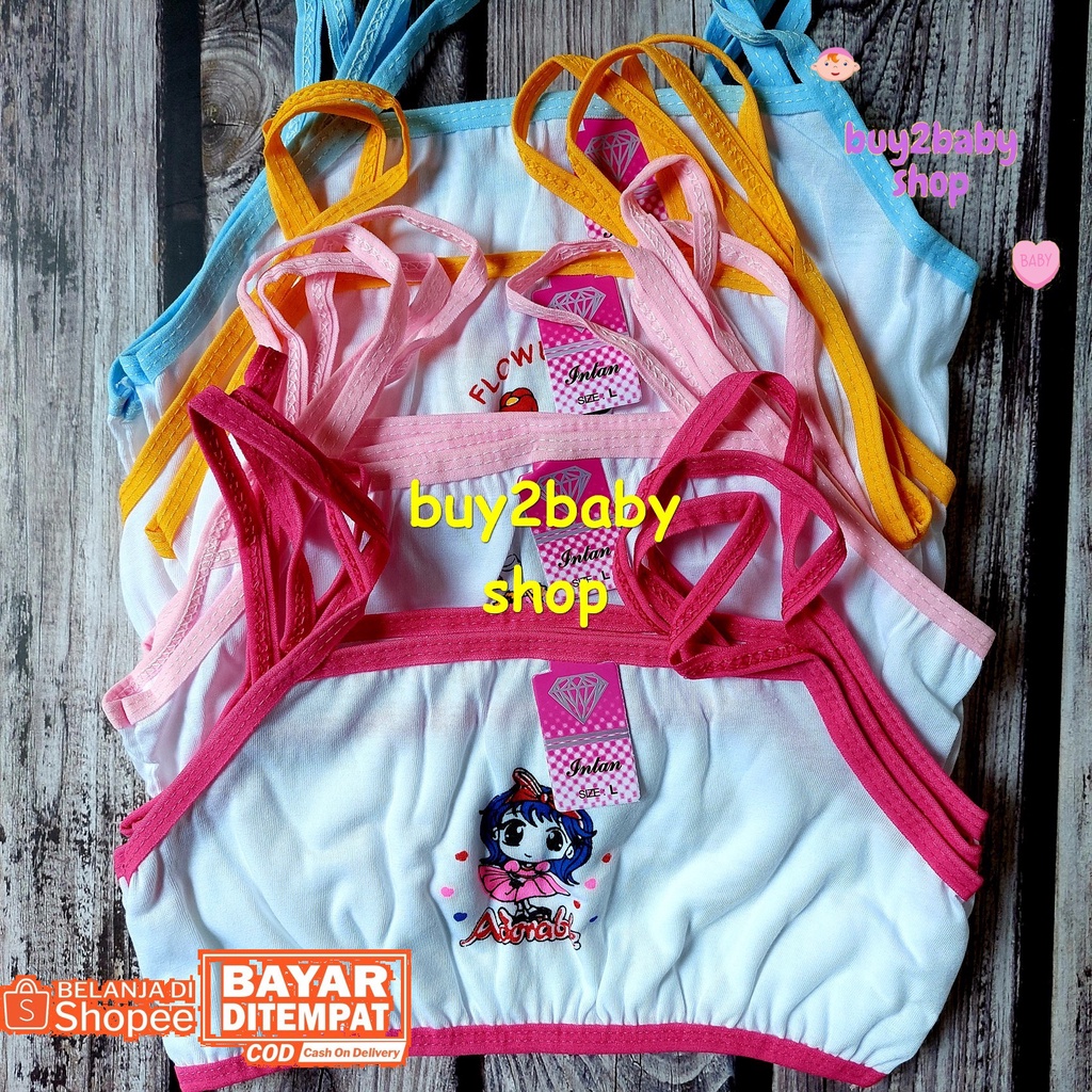 Miniset anak perempuan BH pakaian dalam bahan katun elastis motif karakter TK-SD isi 4 PCS