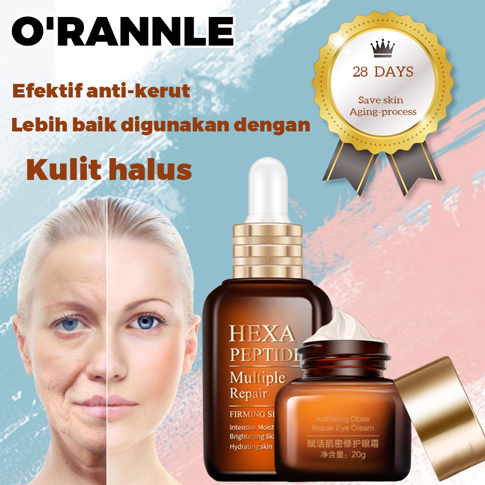 【O'RANNLE】ANTI PENUAAN ANTI KERUT LINGKARAN HITAM MUMUTIHKAN MENCERAHKAN-50ml Serum hexapeptida anti kerut mengencangkan wajah Serum Anti penuaan  Penuaan dini Garis keriput dibagian mulut Anti kerut mengangkat Melembabkan Anti kerut