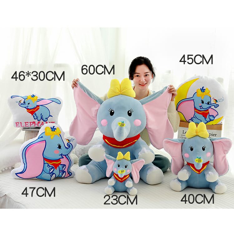 Bantal Boneka Stuffed Bentuk Gajah Lucu Bahan Plush Lembut untuk Bayi