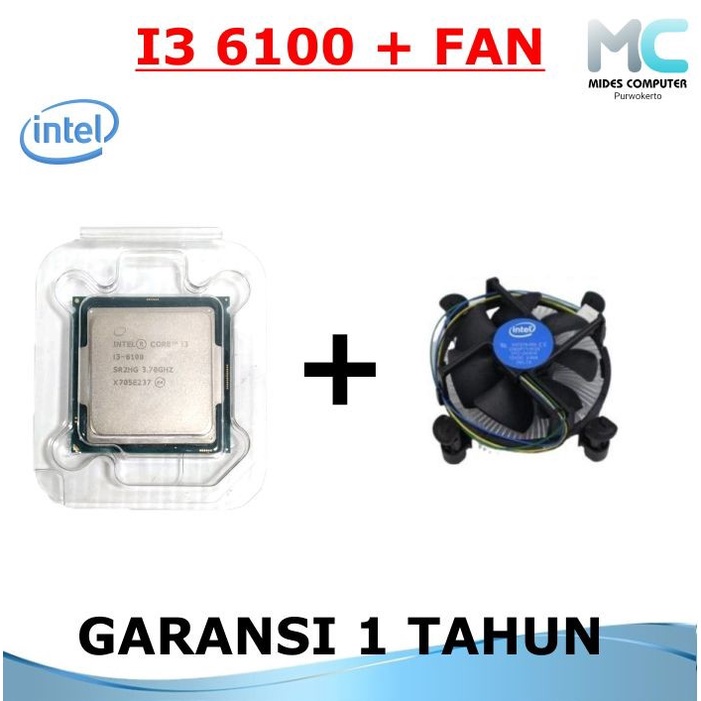 Processor core i3 6100 LGA 1151 3.70GHZ dan Fan Intel