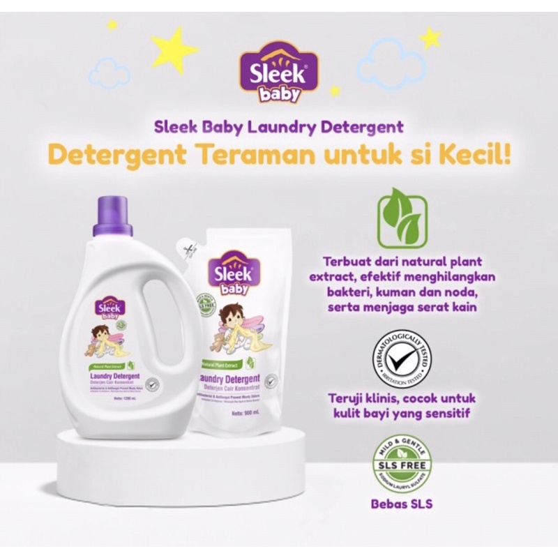 Sleek baby laundry detergent botol 500 ml ( pembersih pakaian bayi )