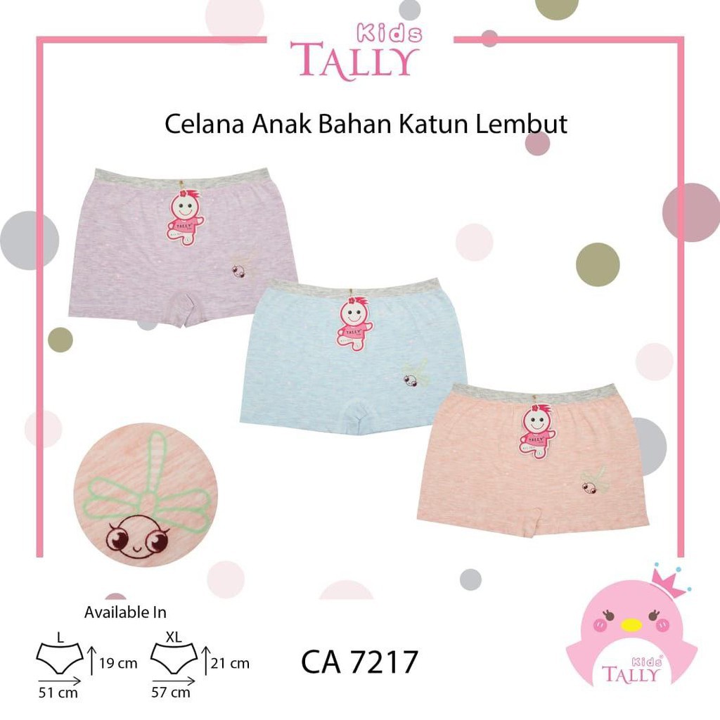 JH Celana Dalam Tally Anak Perempuan Boxer (Tally 7217, Tally 7431, Tally 7357) Isi 1 Pcs Termurah