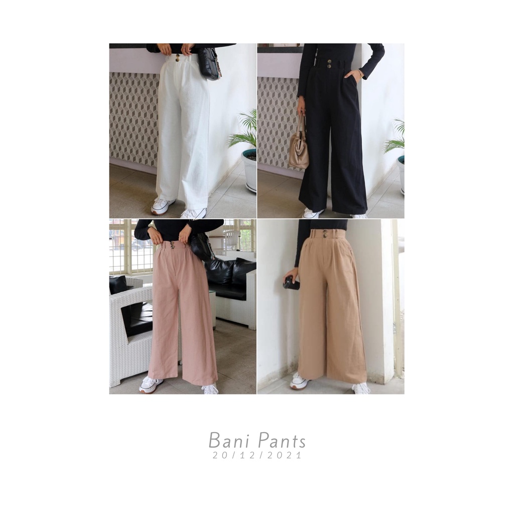 Bani Pants / Celana Kulot Wanita Remaja Dewasa Kekinian / Bahan Linen / Celana Wanita Kekinian Ootd 