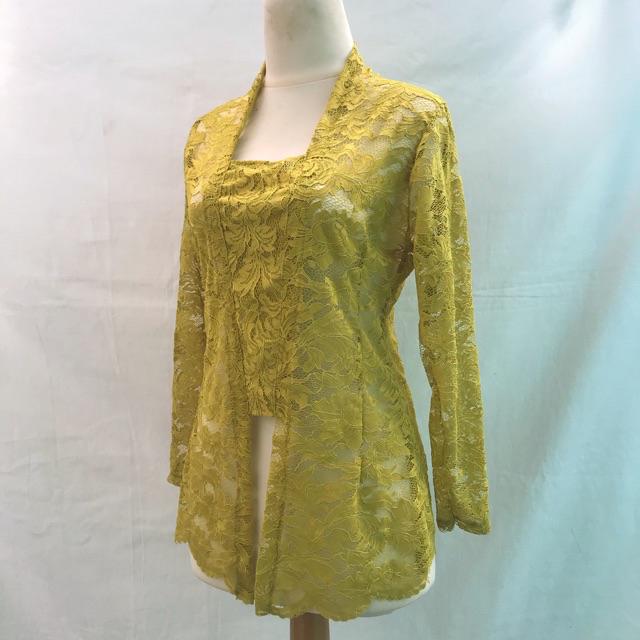 Kebaya Bali Brokat Sofia Bed Kutu Baru Atasan Tradisonal Modern Warna Seri 2-Hijau sandat