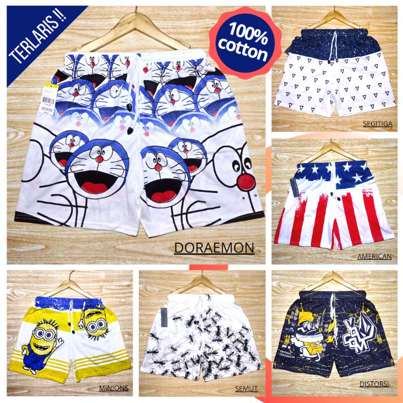 BOXER PRIA KATUN FULL PRINT CELANA PENDEK PRIA SANTAI BOXER SEMUT BOXER MOTIF KARTUN BOKSER PRIA DEW