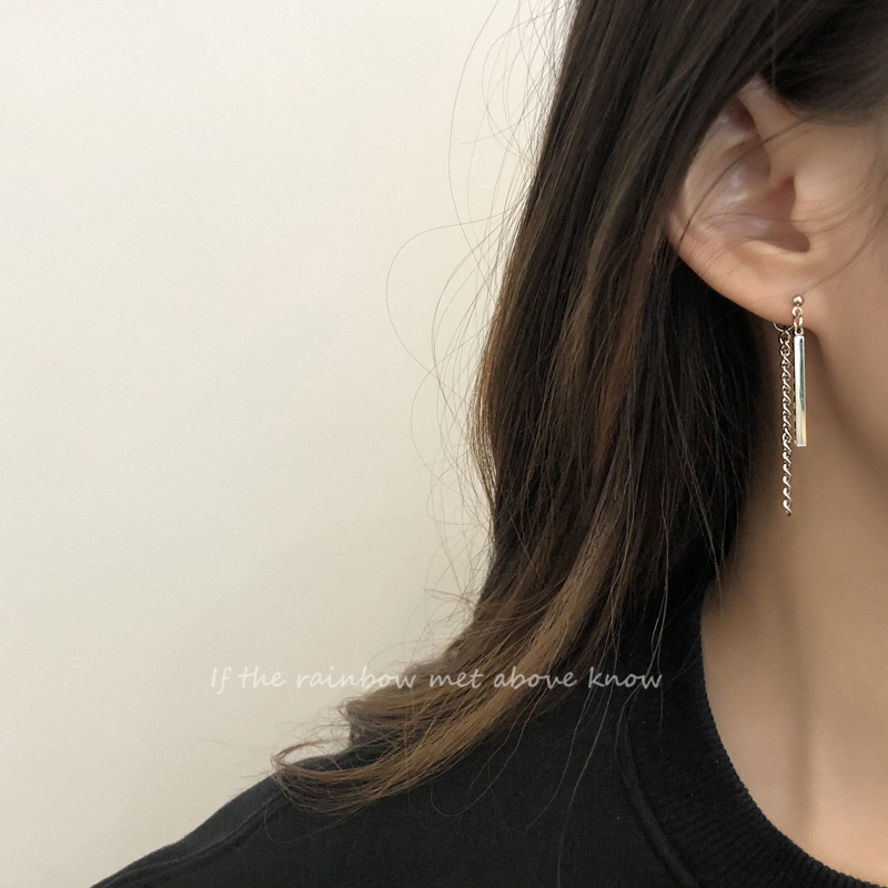 Chain Tassel Earrings Female Temperament Korean Cool Personality Earring