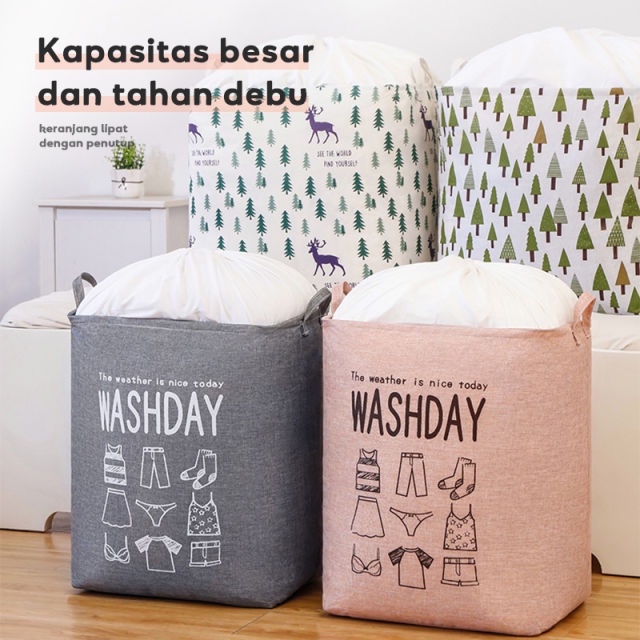 Keranjang Kain Lipat tempat bedcover besar tempat penyimpanan spray Penyimpanan Pakaian Kotor serut 100L