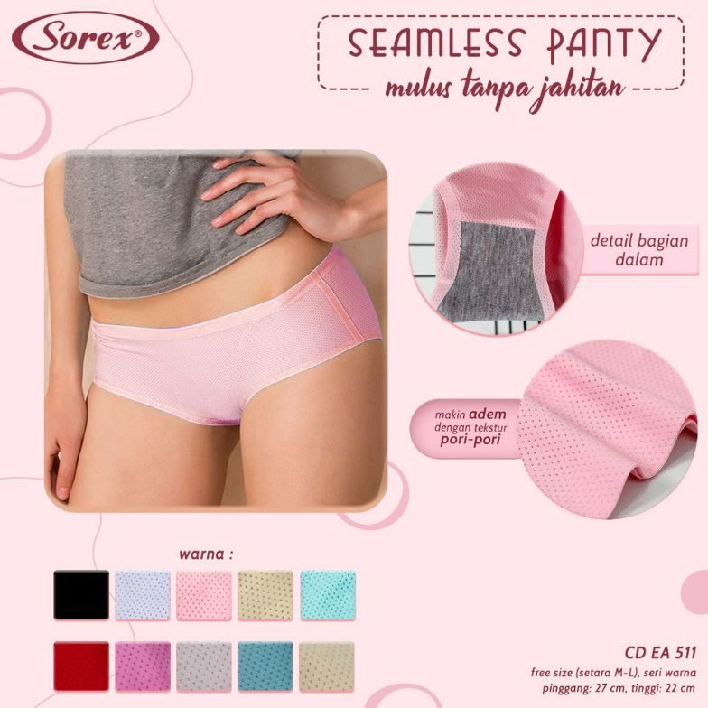 Sorex CD Fashion Midi Wanita Seamless Tanpa Jahitan Anti Nyeplak Pori Freesize (Setara M-L) CD EA 511 - Pakaian Dalam Wanita