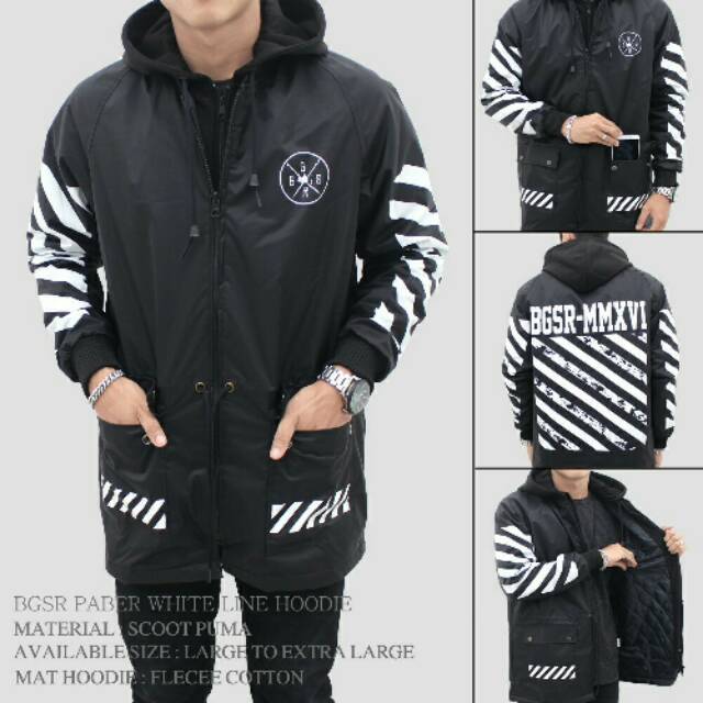 Jaket Parka Pria Paber White Line Hoodie BGSR