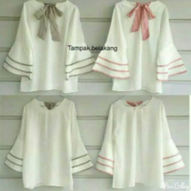 Blouse Putih Lengan Terompet Baju Lengan Payung Shopee Indonesia