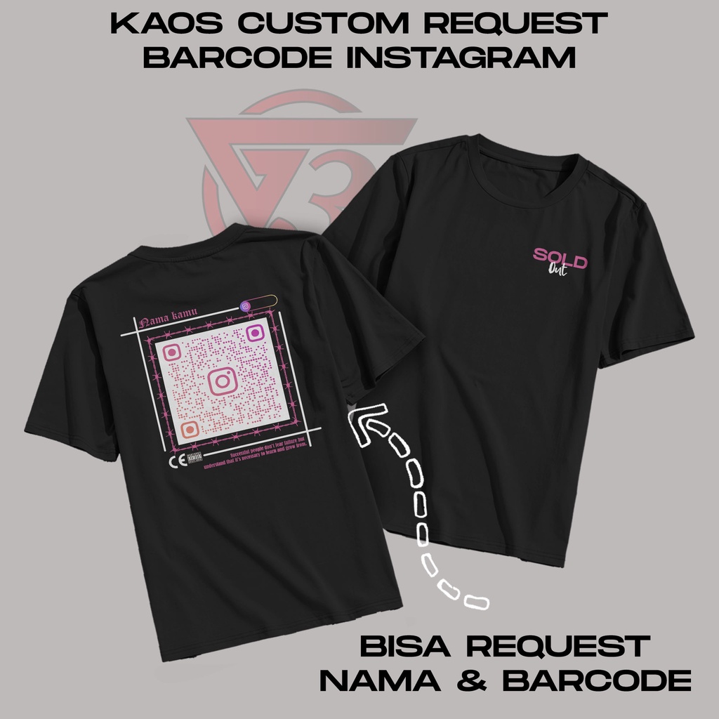 KAOS BAJU CUSTOM REQUEST SCAN BARCODE QR IG INSTAGRAM TIKTOK VIRAL CUSTOM SATUAN BISA COUPLE PASANGA