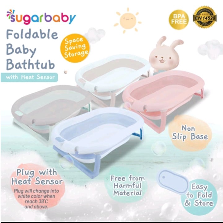 Sugar Baby foldable baby bathtub dengan sensor panas F76&amp;F79&amp;XL&amp;F82 / Bak Mandi Bayi Lipat dengan sensor panas/Bak Bayi