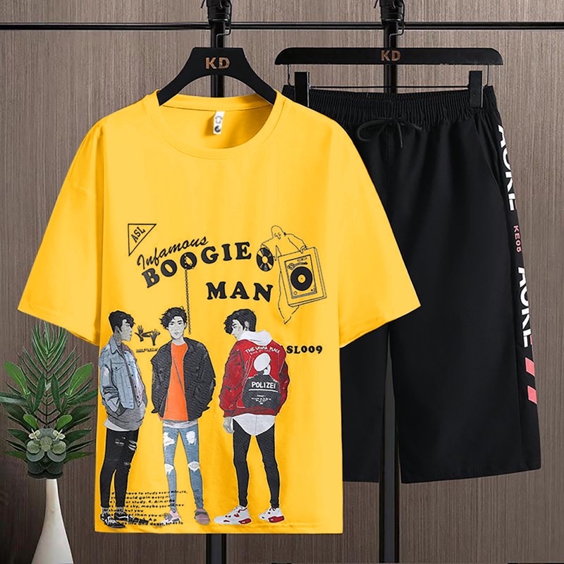 SETELAN PRIA KAOS SET COWOK BOOGIEMAN LENGAN PENDEK + CELPEN SANTAI