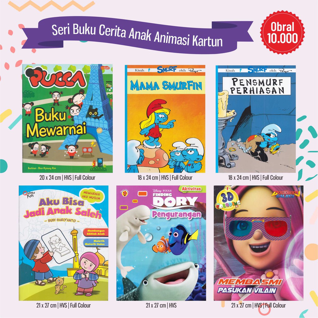 Buku Anak Pintar Dan lengkap Buku Cerita Animasi Kartun Pucca Mama Smurfin Pensmurf Perhiasan Anak