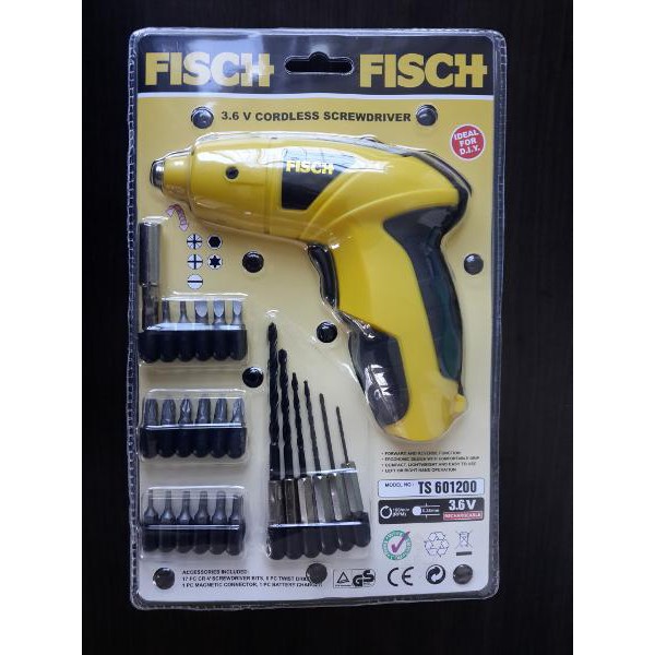 3,6v cordless screwdriver FISCH TS 601200, mesin bor obeng