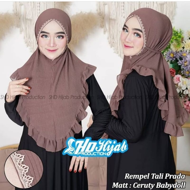 BIG SALLE Jilbab Bergo Maryam Plisket Rempel Renda Prada Diamond Gratis Ongkir