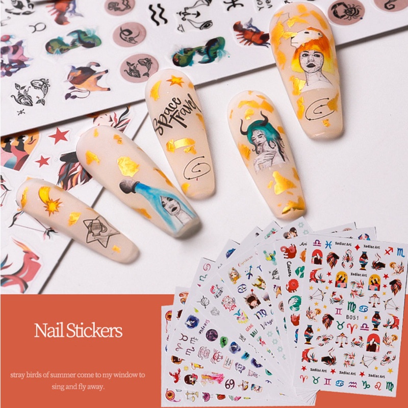 Siy 6 / 12pcs Stiker Kuku 3d Motif Kartun Untuk Nail Art