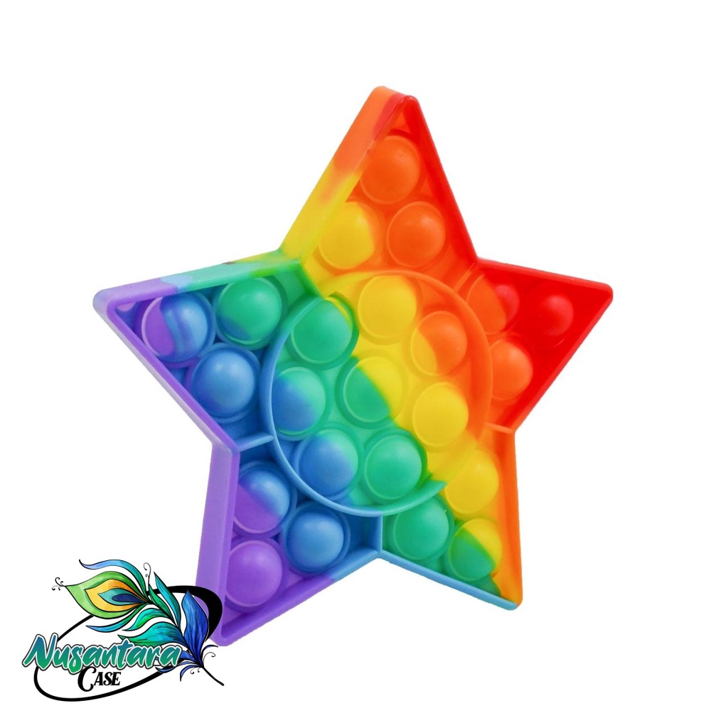 pop it fidget push bubble toys gelembung 3d rainbow pelangi karakter mainan anak NC7433-BINTANG