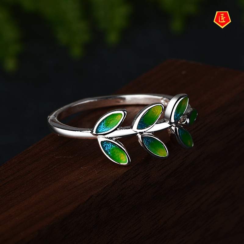 [Ready Stock]925 Silver Olive Branch Ring Female Simple Personality