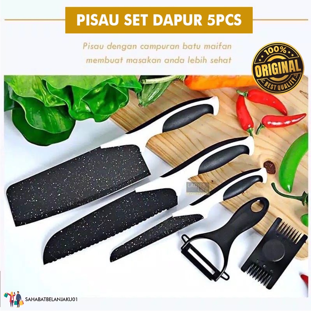 Piso Dapur 5pcs Pisau Daging Pisau Dapur Satu Set Pisau Dapur Tajam