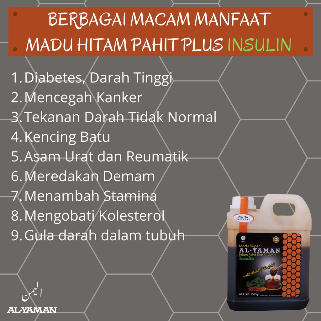 Al-Yaman Paket Pahit Manis Bikin sehat Madu hitam Pahit Insulin 1Kg + Madu Manis Super Ekstra Propolis 1Kg Untuk menjaga kesehatan tubuh