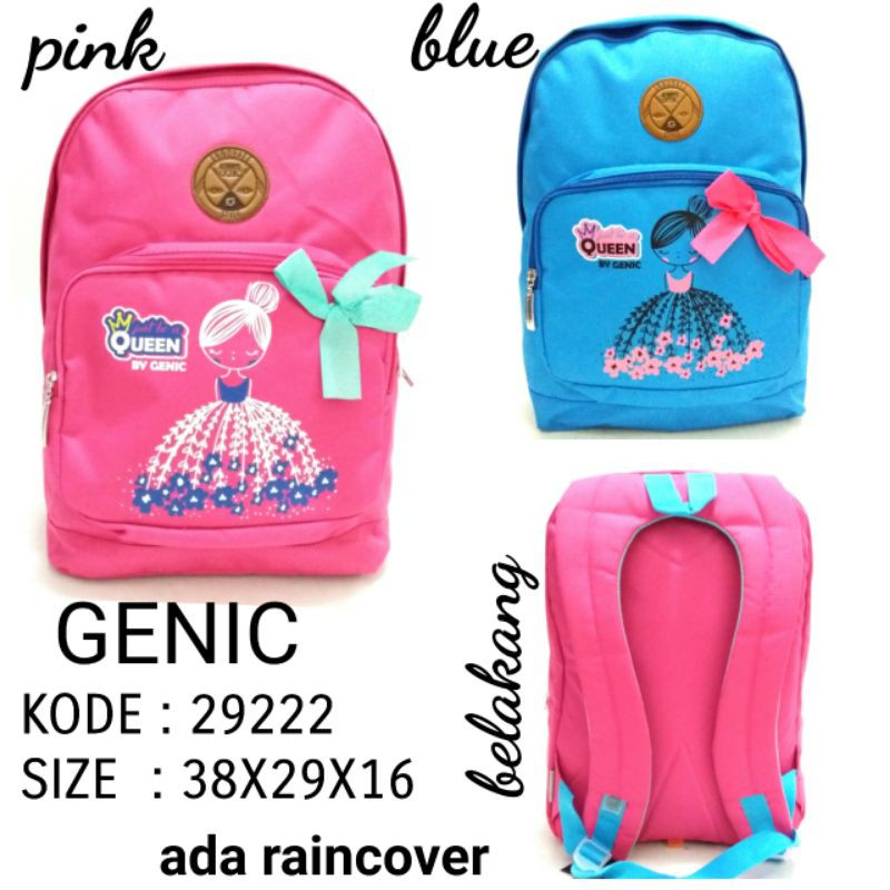 TAS RANSEL BACKPACK SEKOLAH ANAK CEWEK GENIC 29222 TERBARU