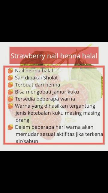 ( PROMO) STRAWBERRY NAIL HENA ORIGINAL 15ML