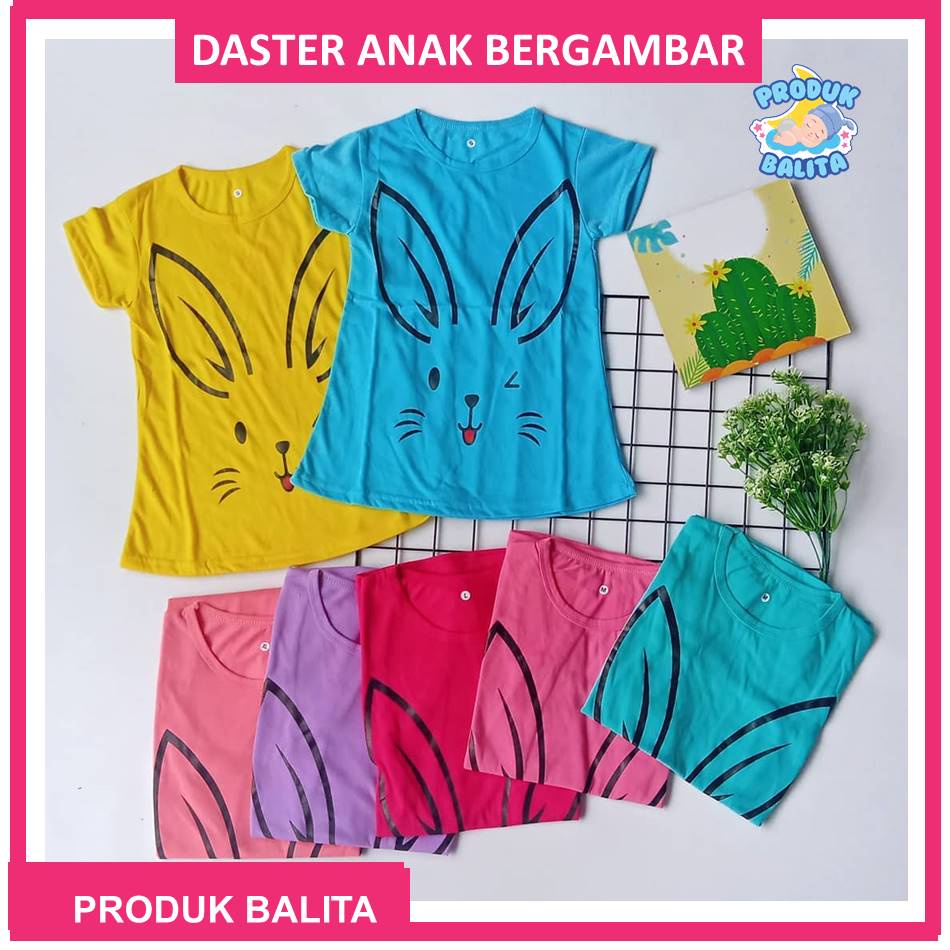 Daster Anak Kaos Dress Anak Polos Bergambar Karakter Lucu Termurah