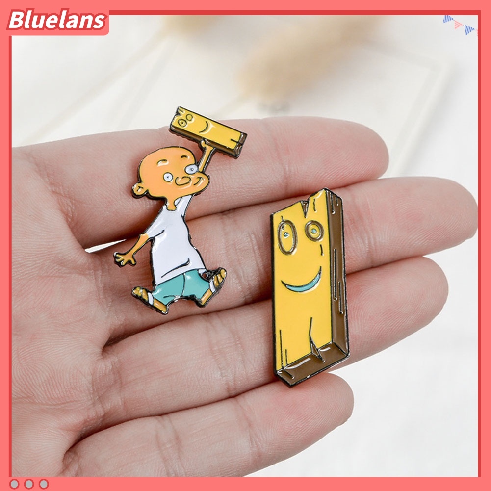 Bros Pin Desain Kartun Pria Dan Wanita Bahan Alloy Kayu Untuk Denim