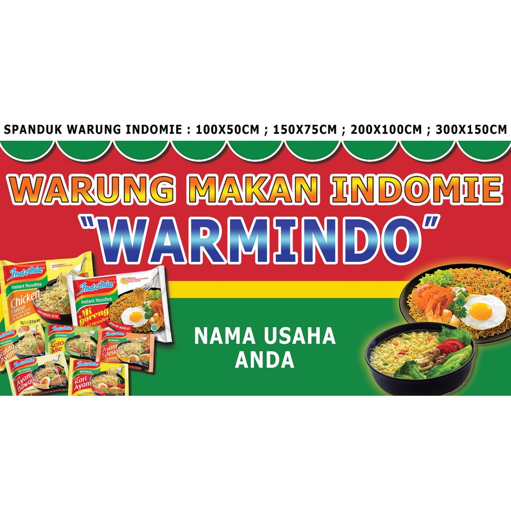 CETAK SPANDUK BANNER BANER WARUNG TOKO WARMINDO WARKOP INDOMIE BKI