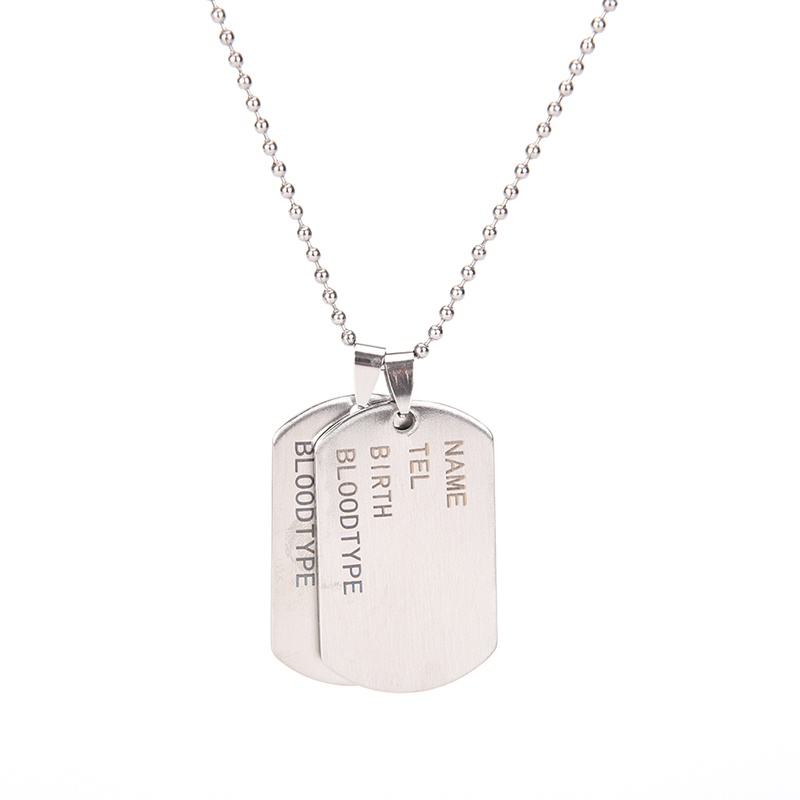 

Stainless Steel Mens Nameplate Military Army Style Dog Tags Chain Mens Pendant