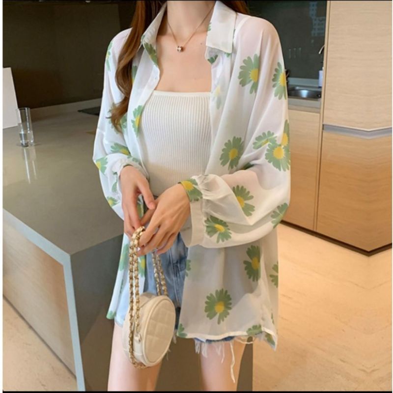 MDLV 8542 MINUSONE SHIRT KEMEJA KOREA KEMEJA DAISY BLOUSE KOREA KEMEJA CHIFFON IMPORT FASHION IMPORT