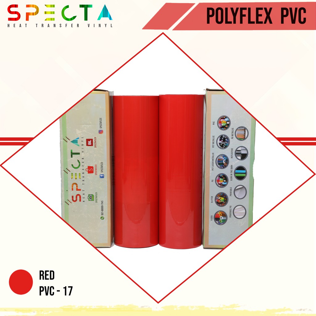 SPECTAFLEX POLYFLEX KOREA PVC-17 ROLL RED HTV VINYL - PVC HTV MERAH