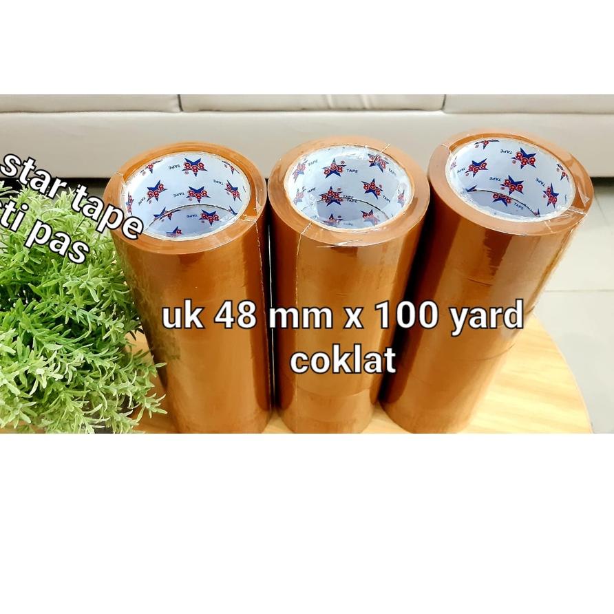 

Berkualitas lakban 100 x 48mm yard bening dan coklat harga untuk 6 pcs,,,,nawa tape/888 star tape,,,,
