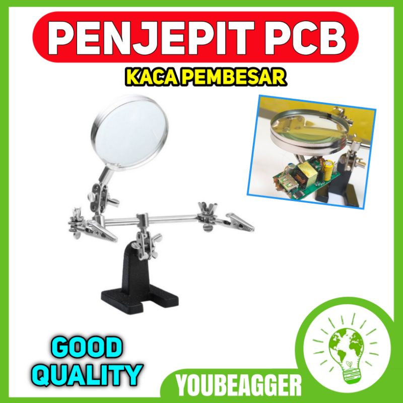 Penjepit Pcb + kaca pembesar untuk DIY PROJECT ELEKTRONIK