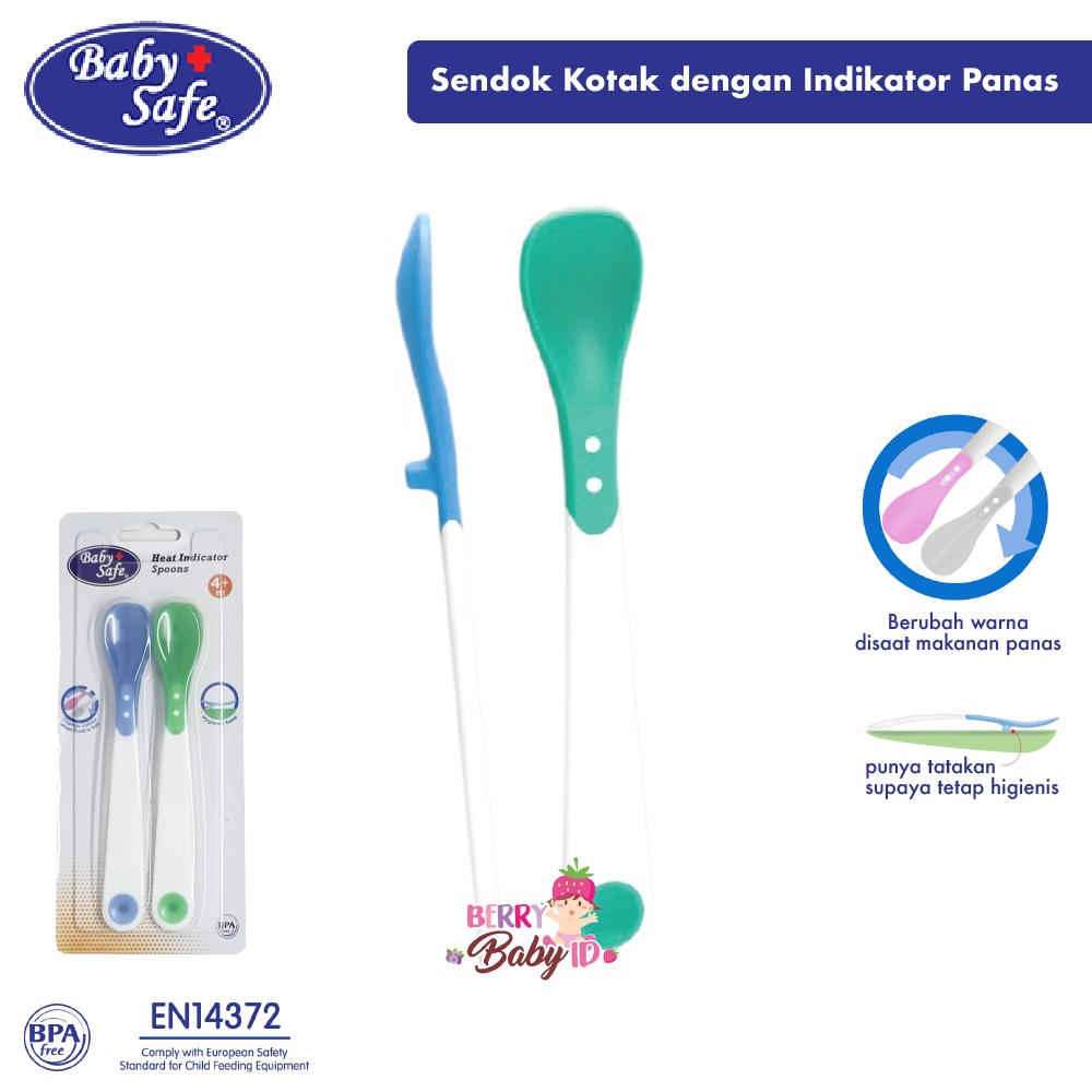 Baby Safe Heat Indicator Spoon Round Square Sendok Indikator Panas 4m+ Berry Mart