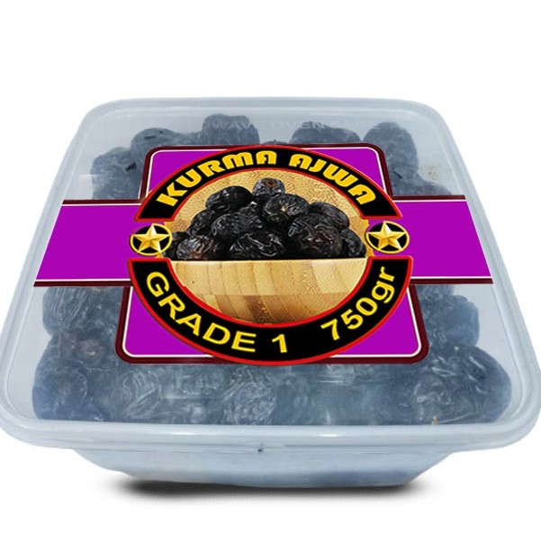 

KURMA AJWA TOPLES 750GR GRADE 1 / KURMA AJWA MADINAH / AJWA JUMBO / KURMA AJWA ASLI / OLEH OLEH HAJI