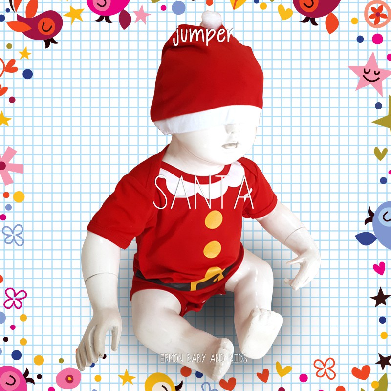 baju bayi jumper bayi karakter model santa lucu murah