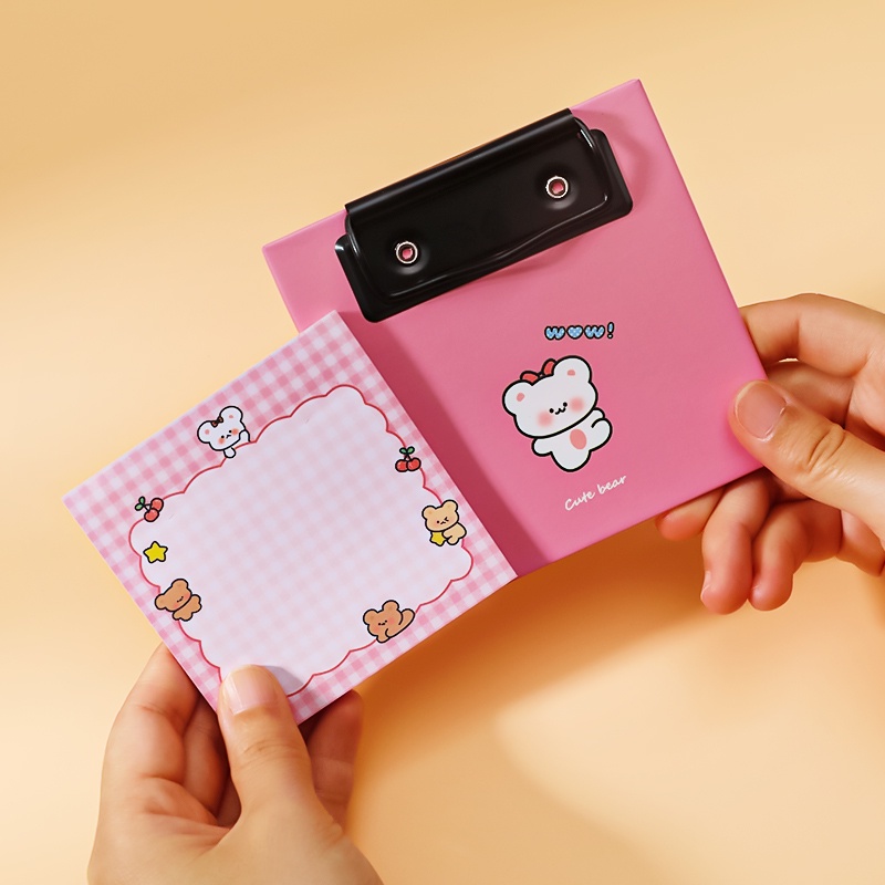 30 Lembar Notepad Portable Anti Lengket Motif Kartun Dengan Papan Klip