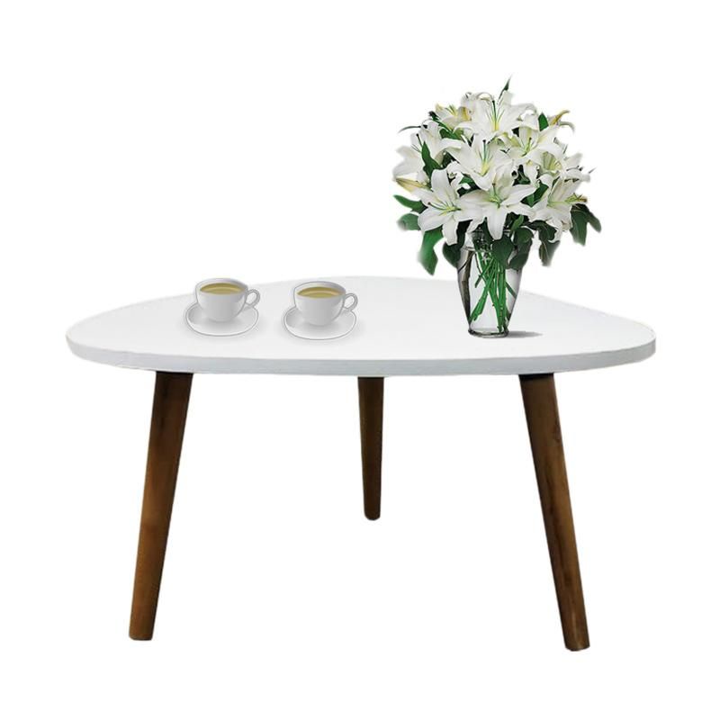 Meja Tamu Minimalis Coffee Table Segitiga Solid - White Brown