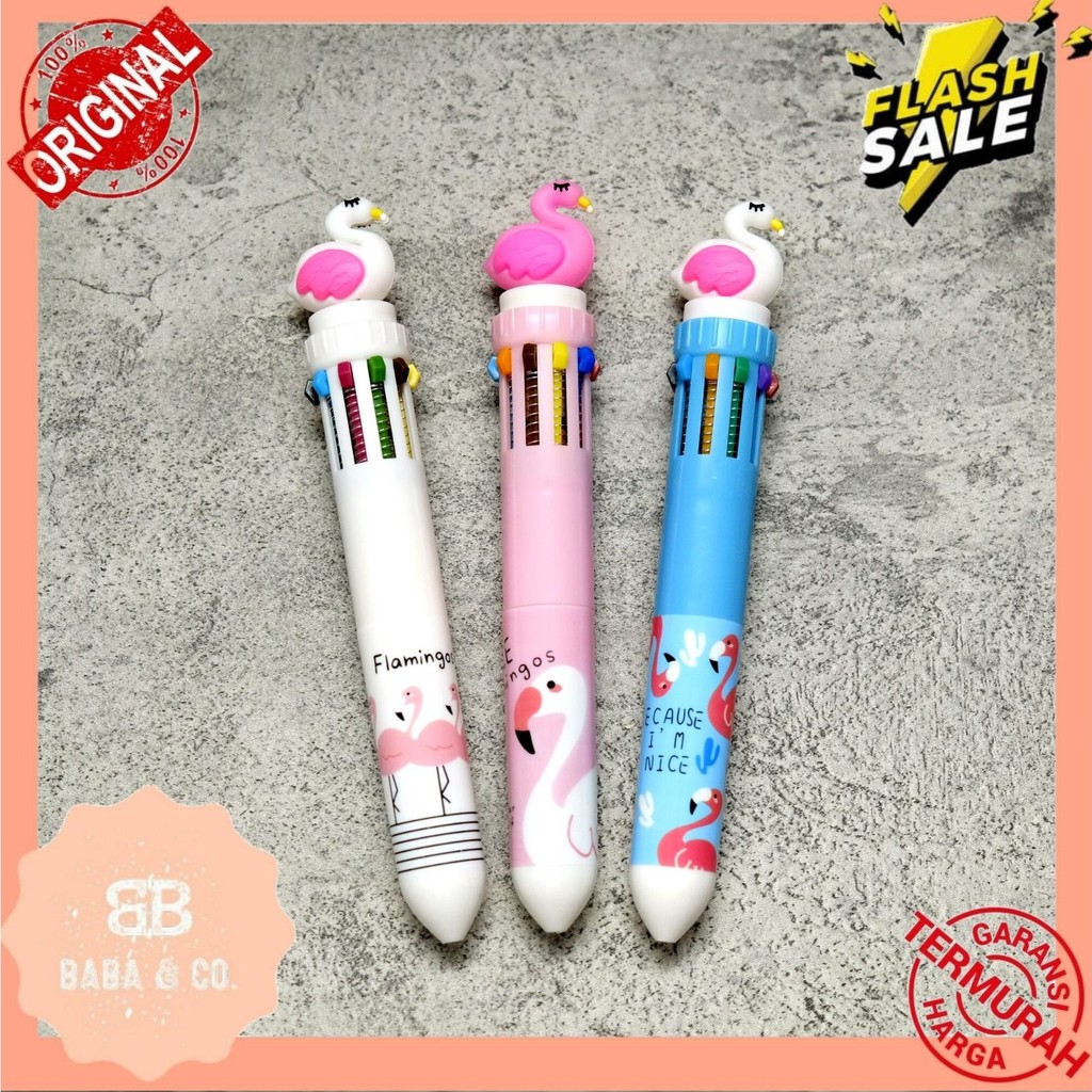 PEN 10 WARNA KARAKTER FLAMINGGO PEN MURAH BOLPEN LUCU PULPEN UNIK ALAT TULIS SEKOLAH KANTOR ATK MURA