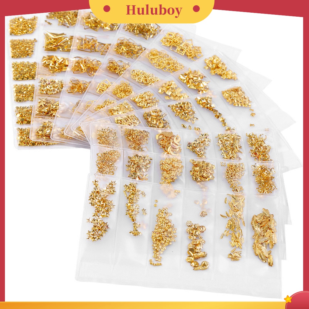 Huluboy Huluboy♡ Hiasan Kuku Bentuk Bulanbintang Hollow Bahan Metal Untuk DIY Nail Artmanicure