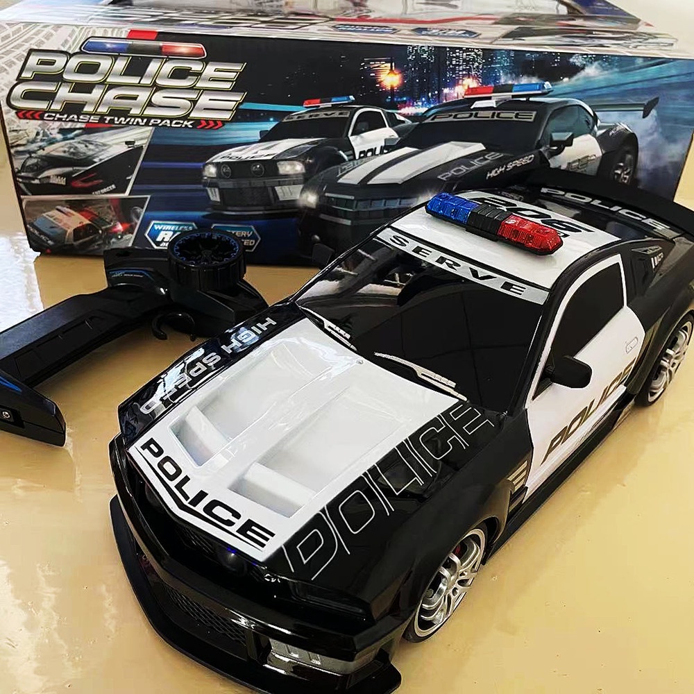 RC Drift Mobil Polisi LED 2.4GHz Remote Control Drifting Balap